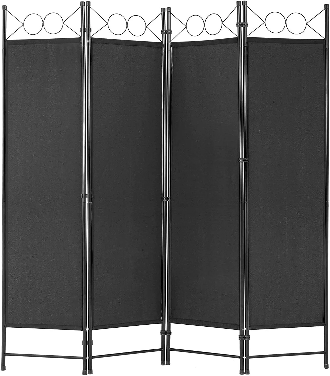 YRLLENSDAN 4 Panel Room Divider 6FT Steel Frame Screen Folding Privacy Divider Freestanding Partition for Home Office Bedroom, Black