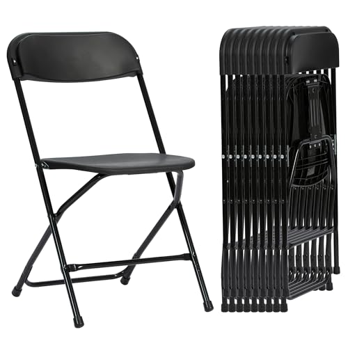 Real Relax Plastic Folding Chairs Set of 10, White Plastic Folding Chairs, Perfect for Party Event Outside Entertaining, 350 LBS Capacity