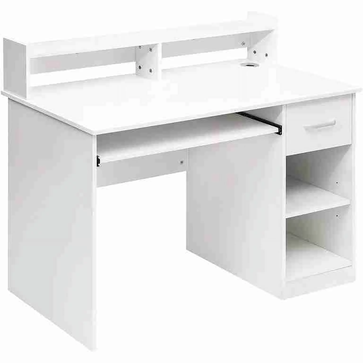 Office Table, Computer Desk Home Office Workstation Laptop Study Table with Drawer Keyboard Tray White