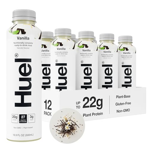 Huel Ready-to-Drink | Chocolate Meal Replacement Drink | High Protein Drink | Nutritionally Complete, Low Sugar, High Fiber, Plant Based, Vegan, Healthy | 20g Protein Per Bottle | 16.9 Fl Oz (12 Pack)