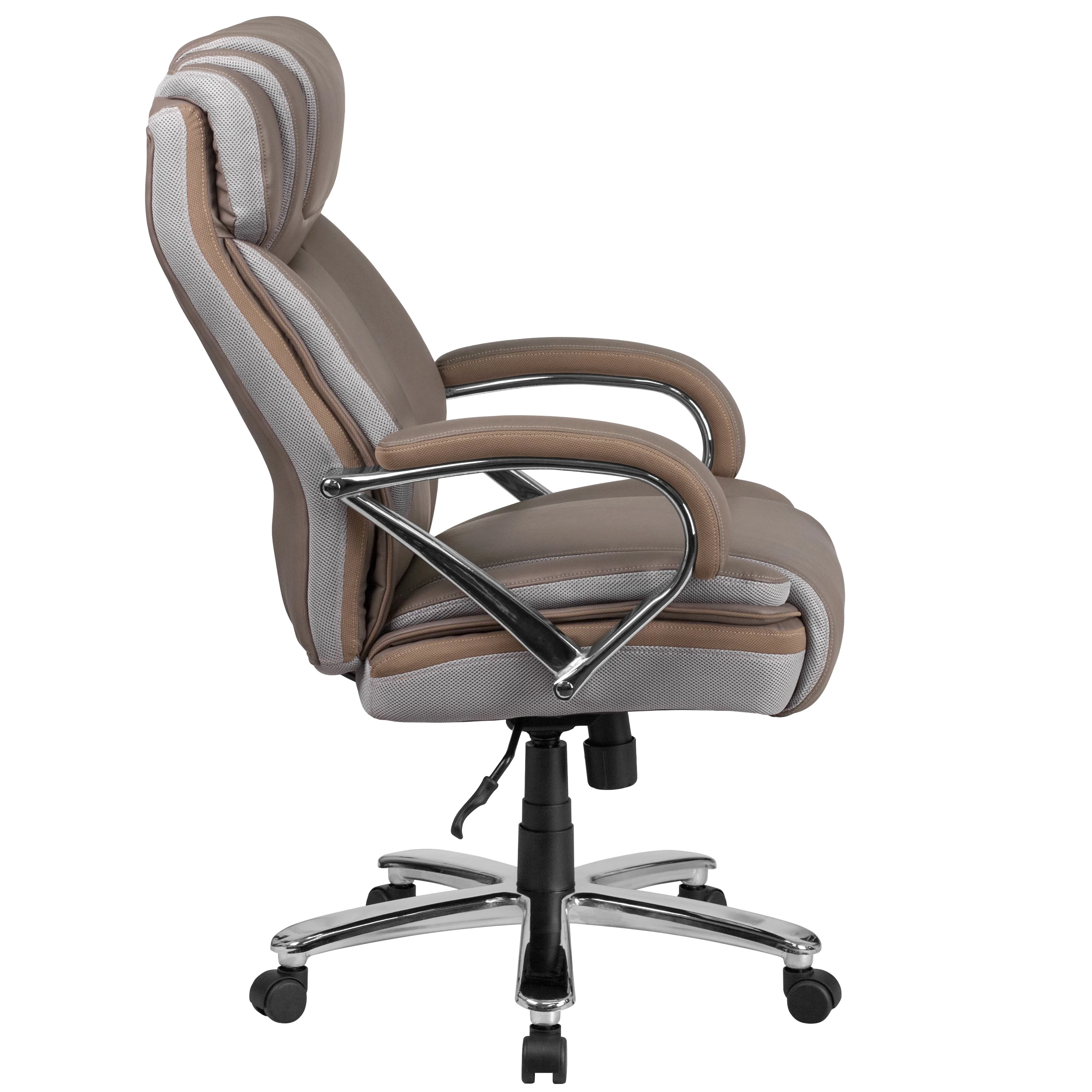 Emma + Oliver 500 lb. Big & Tall Taupe LeatherSoft Ergonomic Office Chair with Extra Wide Seat