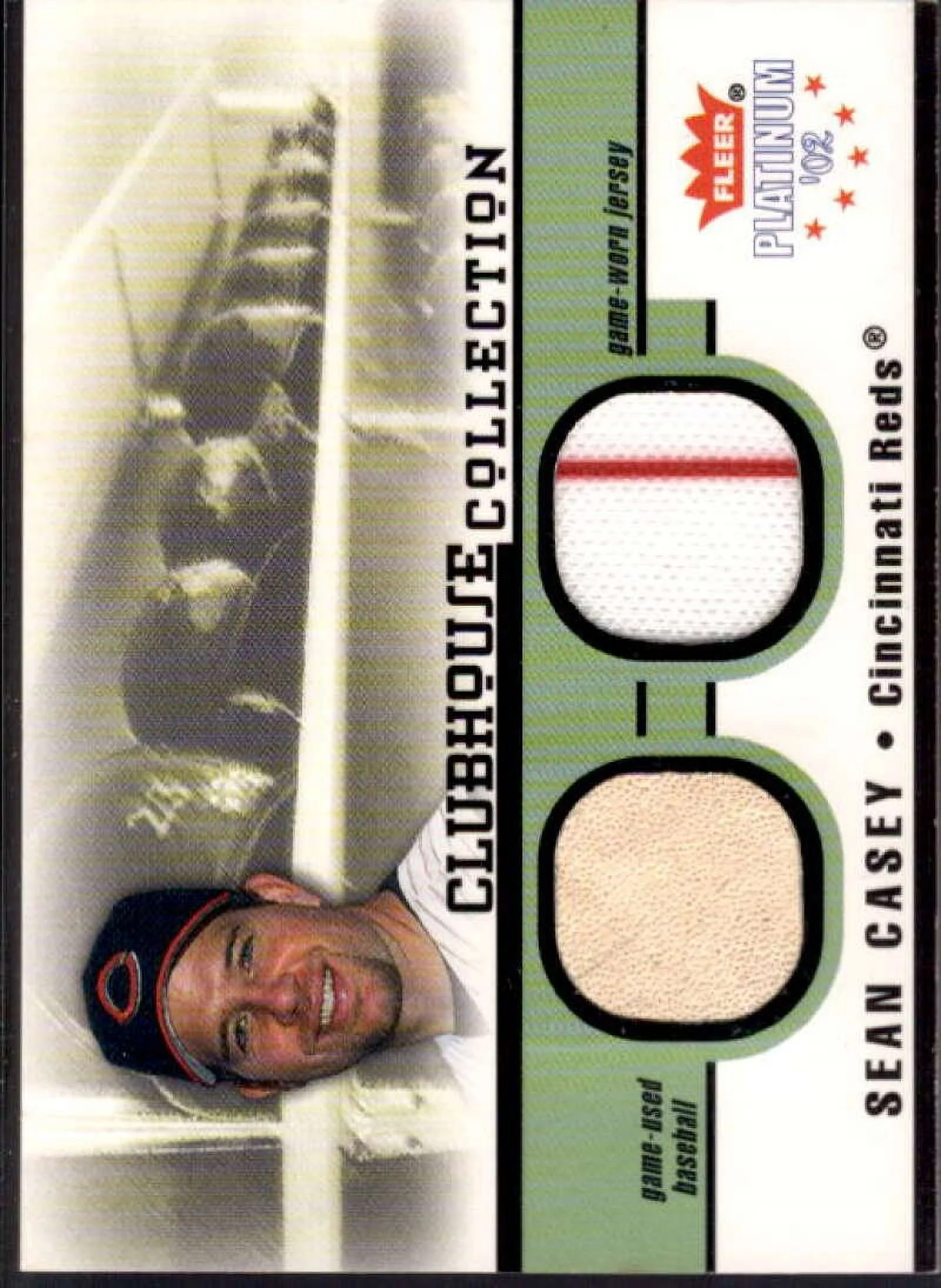 Sean Casey Ball-Jsy Card 2002 Platinum Clubhouse Memorabilia Combos #6