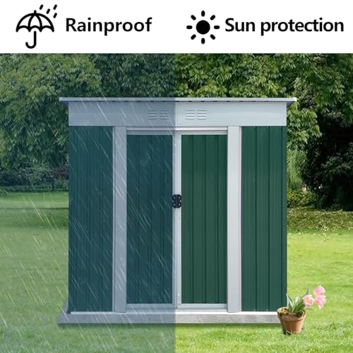 Aidek Outdoor Storage Shed, 5x3 FT Metal Garden Shed with Lockable Sliding Door & Vents, Tool House Waterproof Outside Storage Sheds for Garden Backyard Patio Lawn, Grey