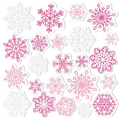 Pickmesh 45 Pcs Christmas Snowflake Window Gel Clings Removable Reusable Winter Snowflake Thick Gel Clings Wonderland Window Stickers Decal for Glass Classroom Home Party Decor