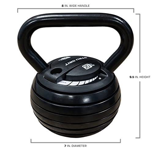 Tru Grit Fitness - Adjustable Kettlebell Weight Set - 20LB - Home Gym or Office Strength Training Equipment