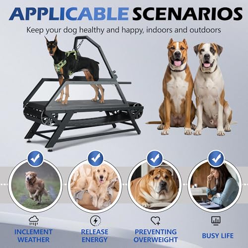 Dog Treadmill for Large & Medium Dogs - Slatmill for Dogs with Adjustable Resistance, Disc Brake & Pedometer, 300 lbs Heavy Duty - Doggy Treadmill Easy to Move, Burns Energy to Keep Pet Healthy