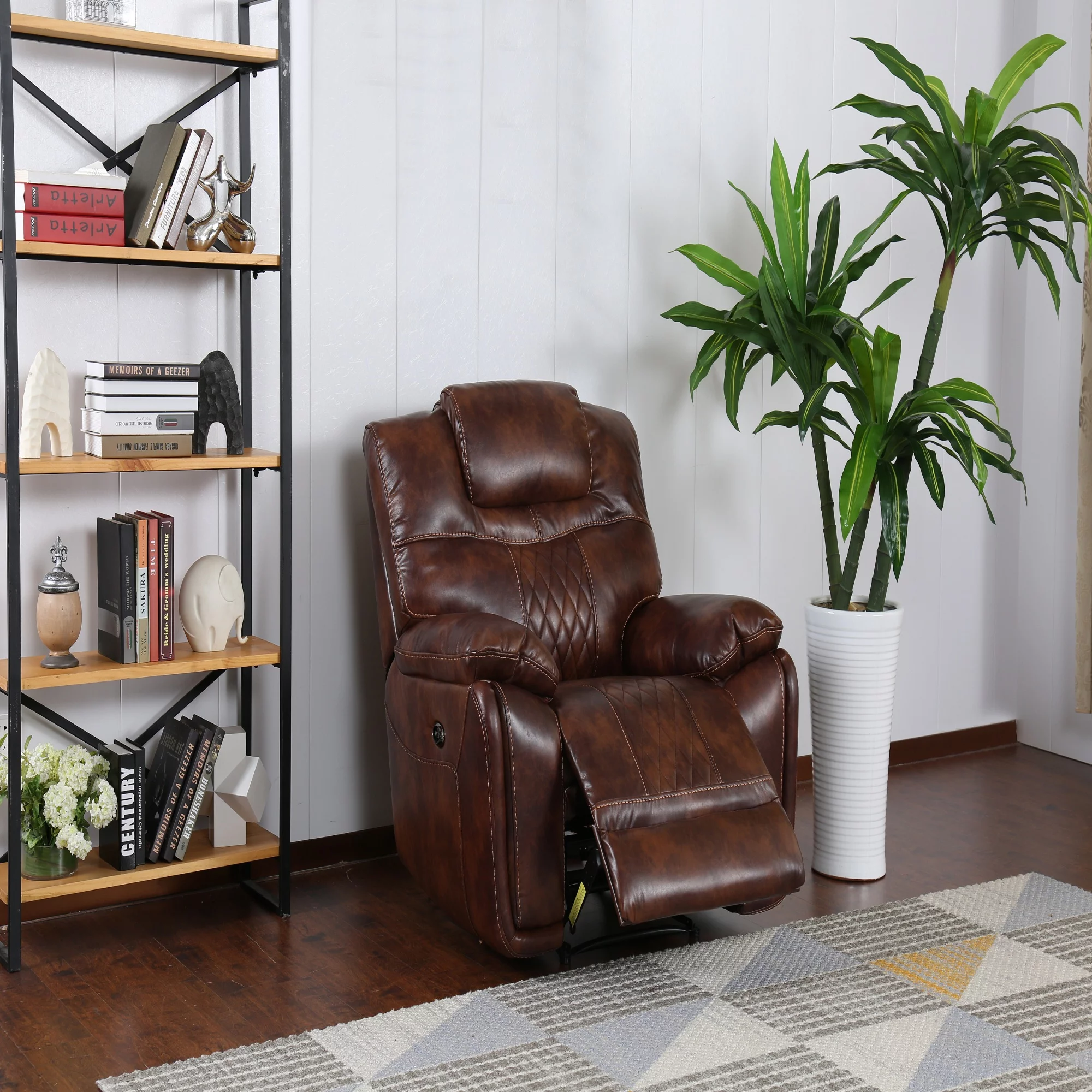 The Hamptons Collection 41” Rich Brown Power Recliner in Leather Gel