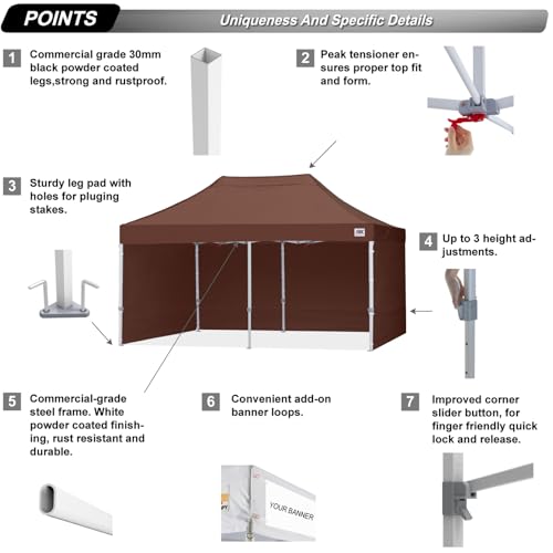 ABCCANOPY Easy Pop Up Canopy Tent with Sidewalls 10x10 Commercial -Series, White