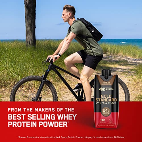 Optimum Nutrition Gold Standard Protein Shake, 24g Protein, Ready to Drink Protein Drinks, Chocolate, 11 Fl Oz, 12 Count (Pack of 1) (Packaging May Vary)