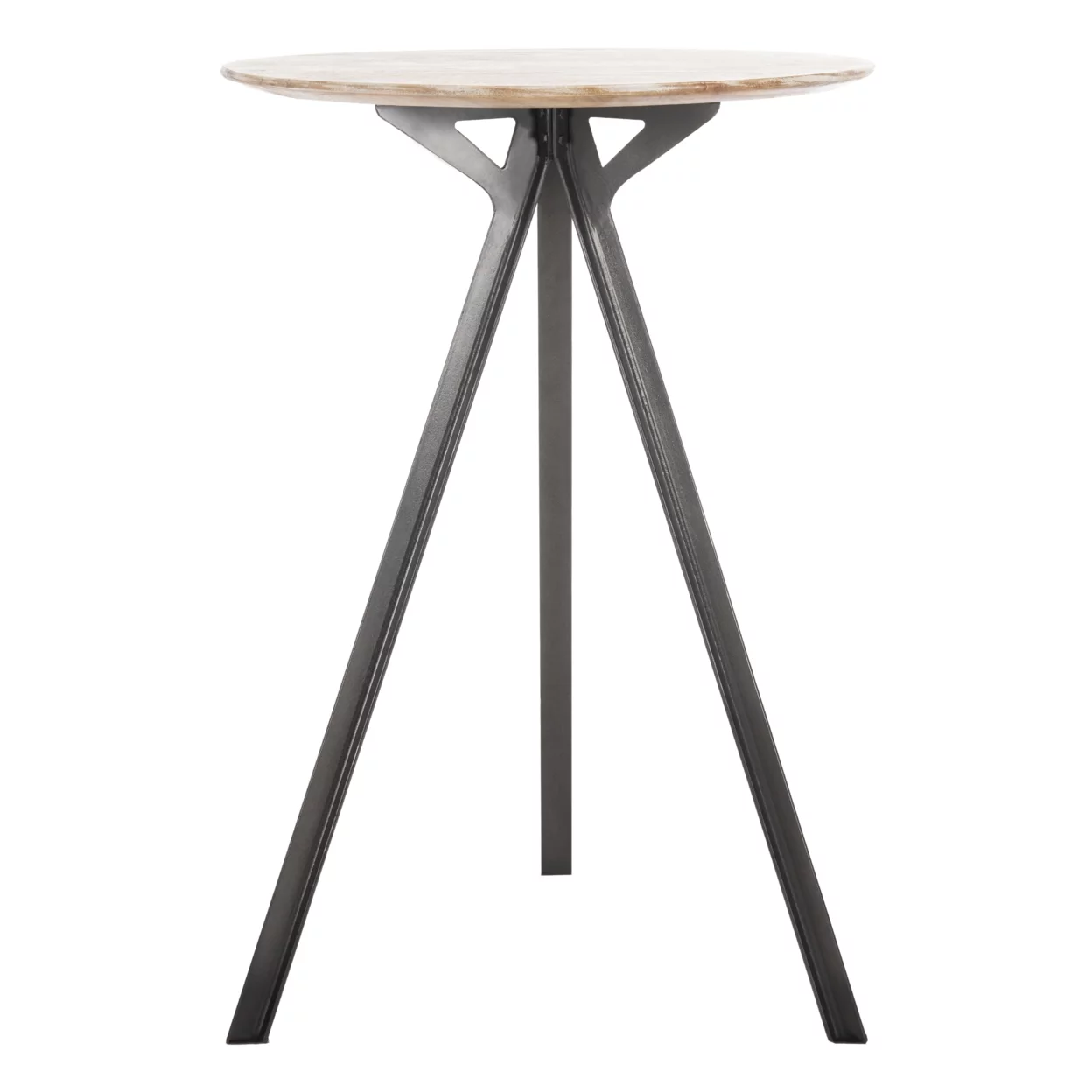 SAFAVIEH Axel Tripod Mid-Century Round Pub Table, Grey Wash/Black