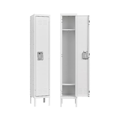 Yizosh Metal Lockers for Employees with Lock, Employees Locker Storage Cabinet with 1 Doors, Tall Steel Storage Locker for Gym, School, Office (Gray, 2 Door)
