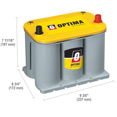 OPTIMA Batteries High Performance D35 YellowTop Dual Purpose Sealed AGM Car, Truck and SUV Battery, 620 CCA, Maintenance Free, Versitile Mounting