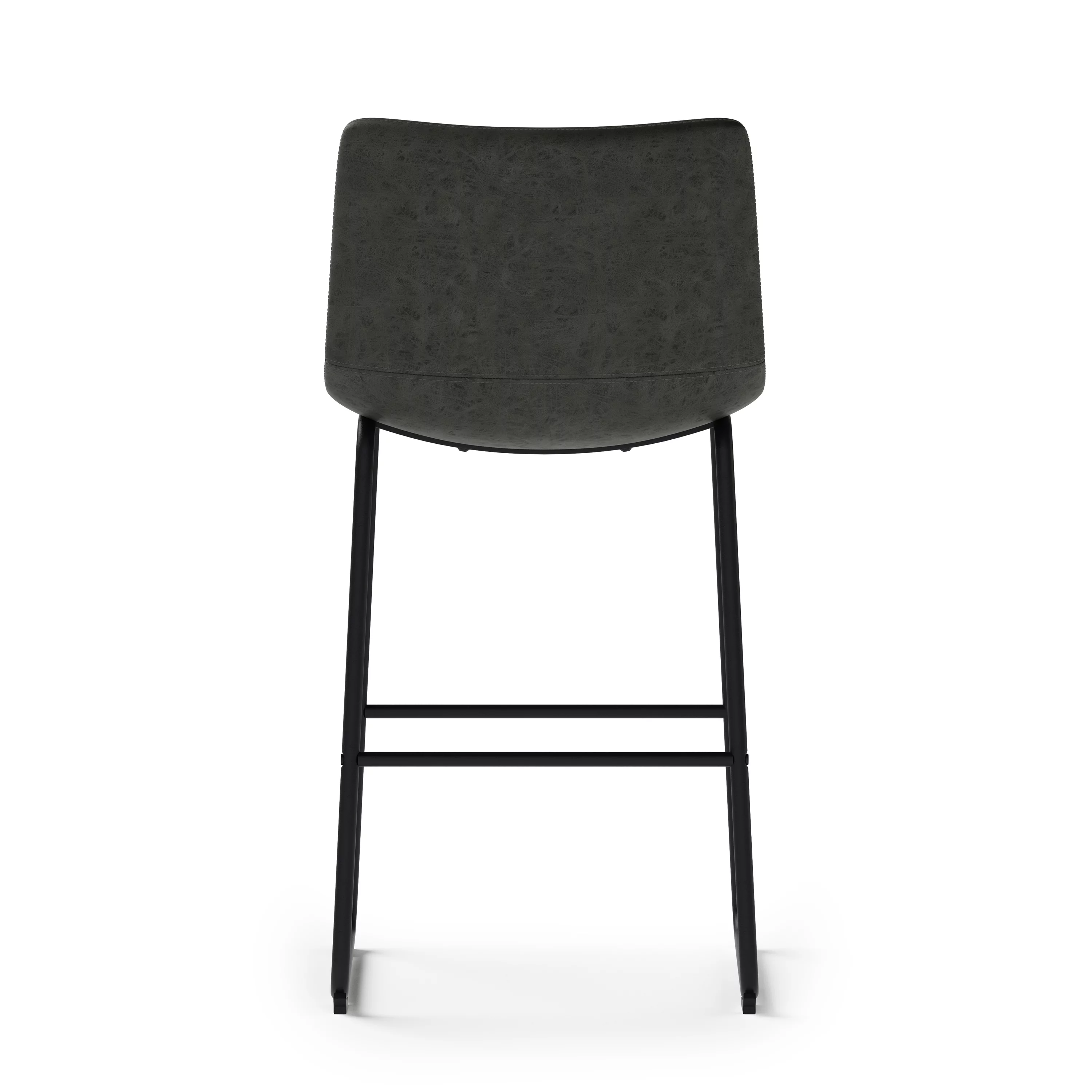 Simpli Home Warner Bar Stool (Set of 2) in Distressed Charcoal Grey Faux Leather