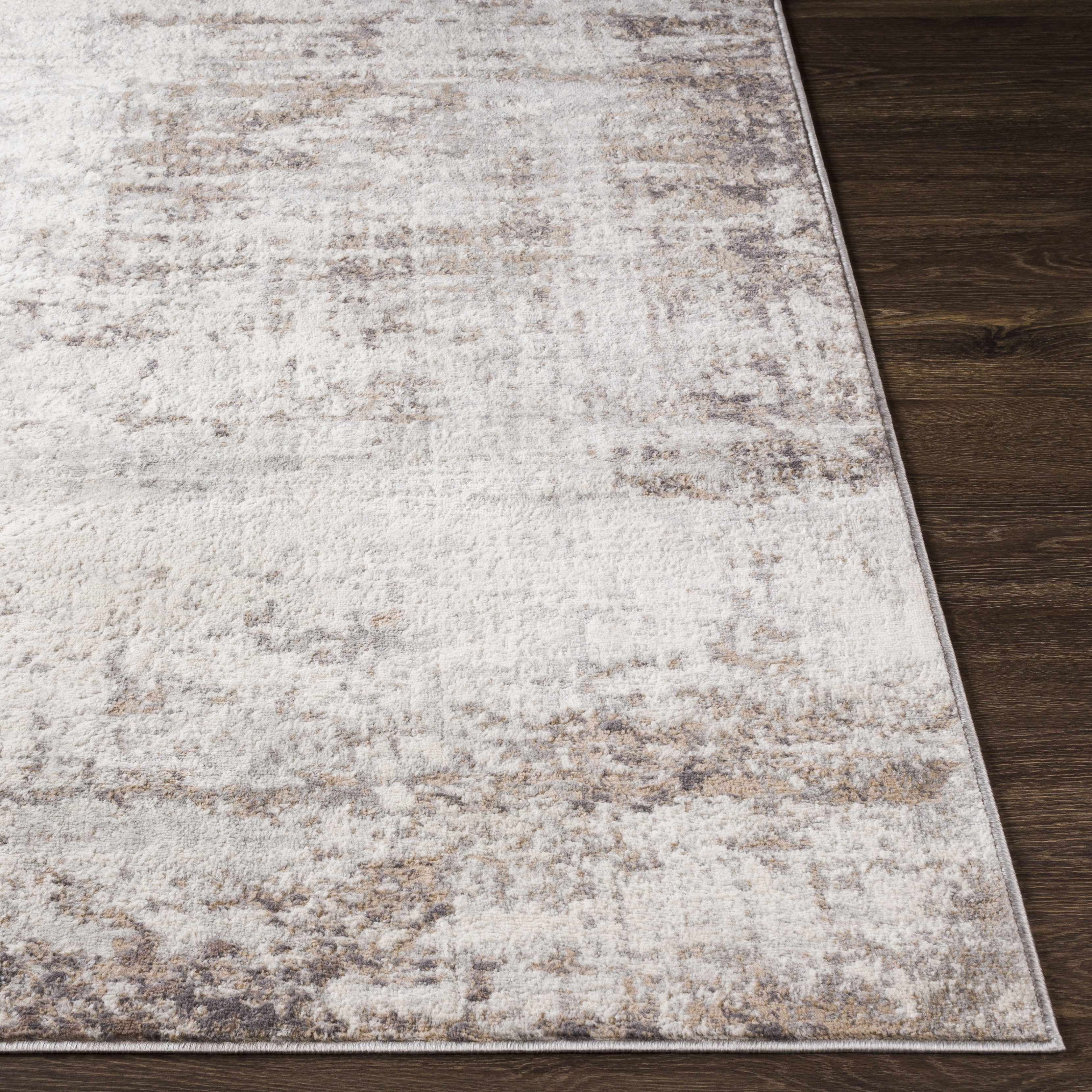 Hauteloom Gerona Neutral Abstract Living Room Bedroom Dining Room Runner Rug - Modern Distressed Bohemian Carpet - Beige, Cream, Brown, Gray - 2'7