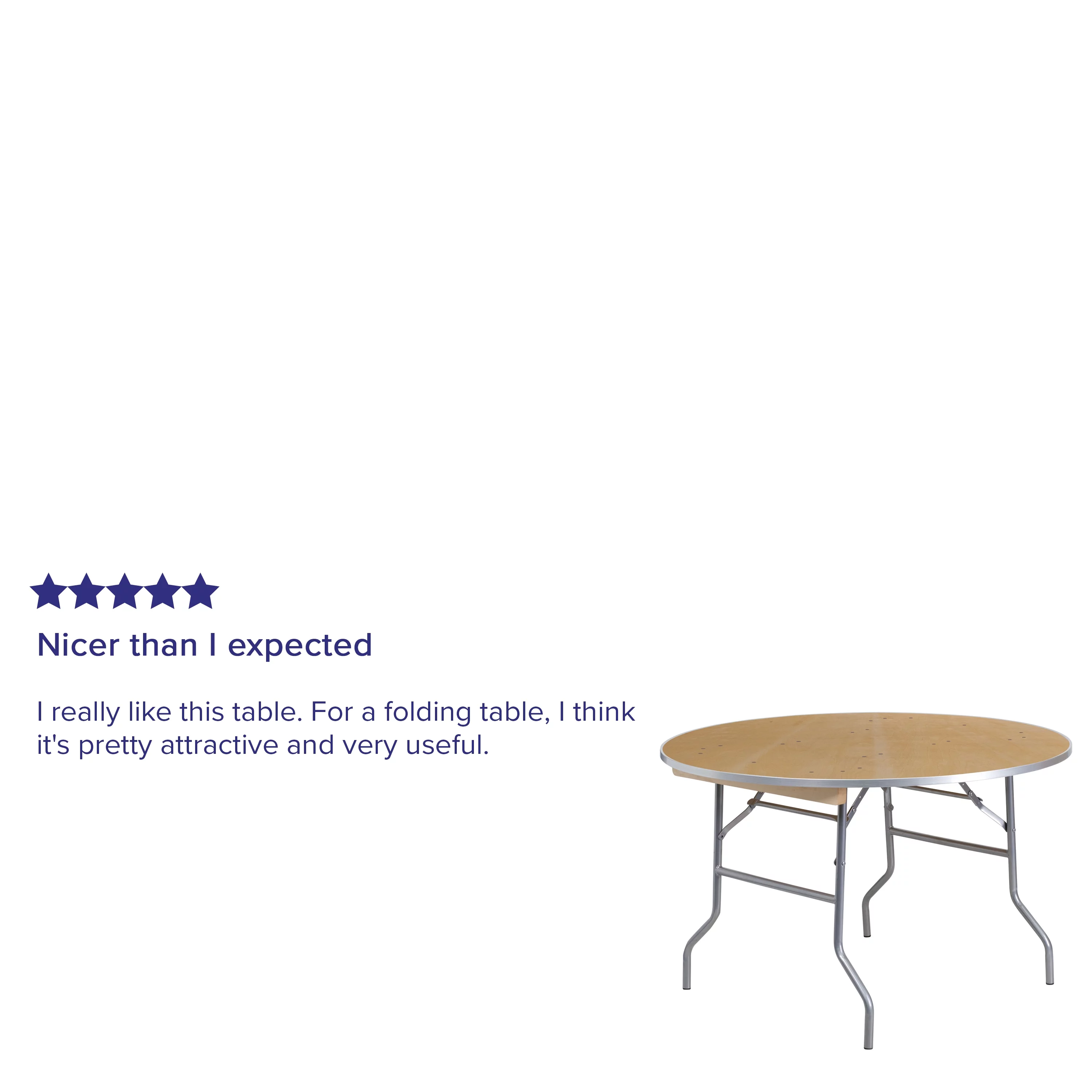 Emma + Oliver 4-Foot Round HEAVY DUTY Birchwood Folding Banquet Table with METAL Edges