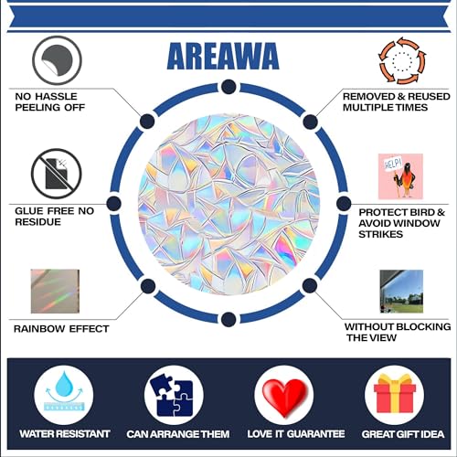 Window Decals for Glass Windows,Anti-Collision Clings to Save Birds from Window Collisions,Non Adhesive Prismatic Window Clings, Rainbow Stickers,Christmas Snowflake Window Clings,(28pcs)