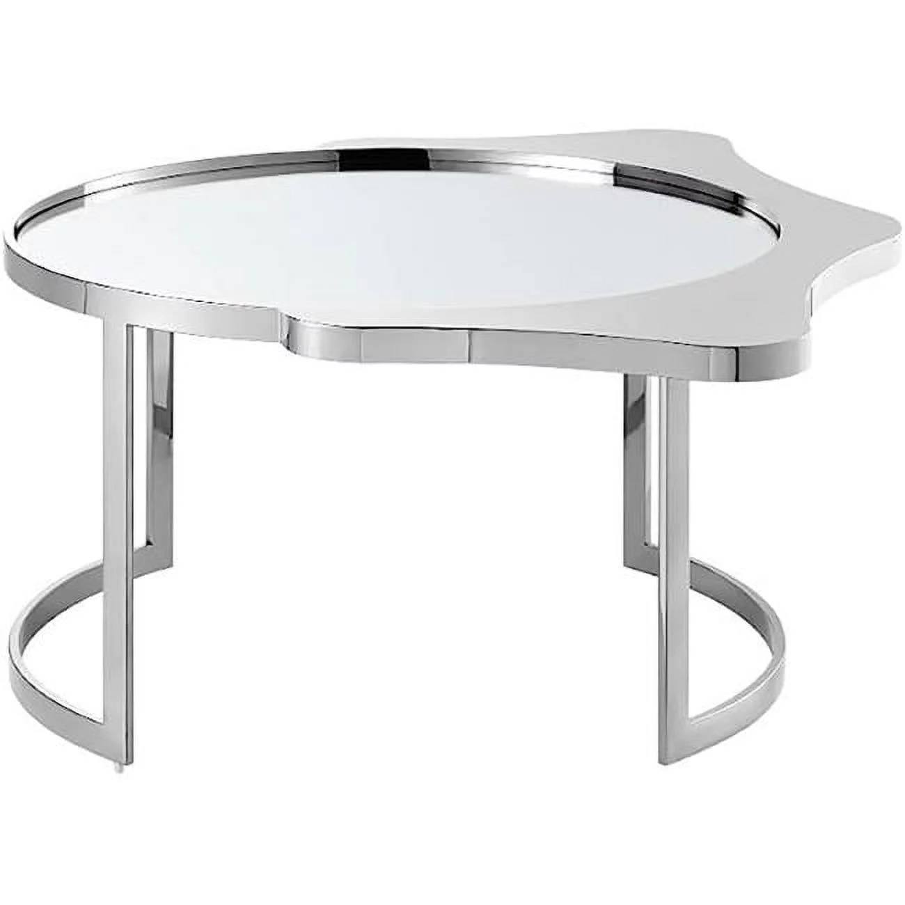 Inspired Home  16.5 x 31.5 x 35.8 in. Posh Living Lamiyah Coffee Table with Mirrored Top, Chrome