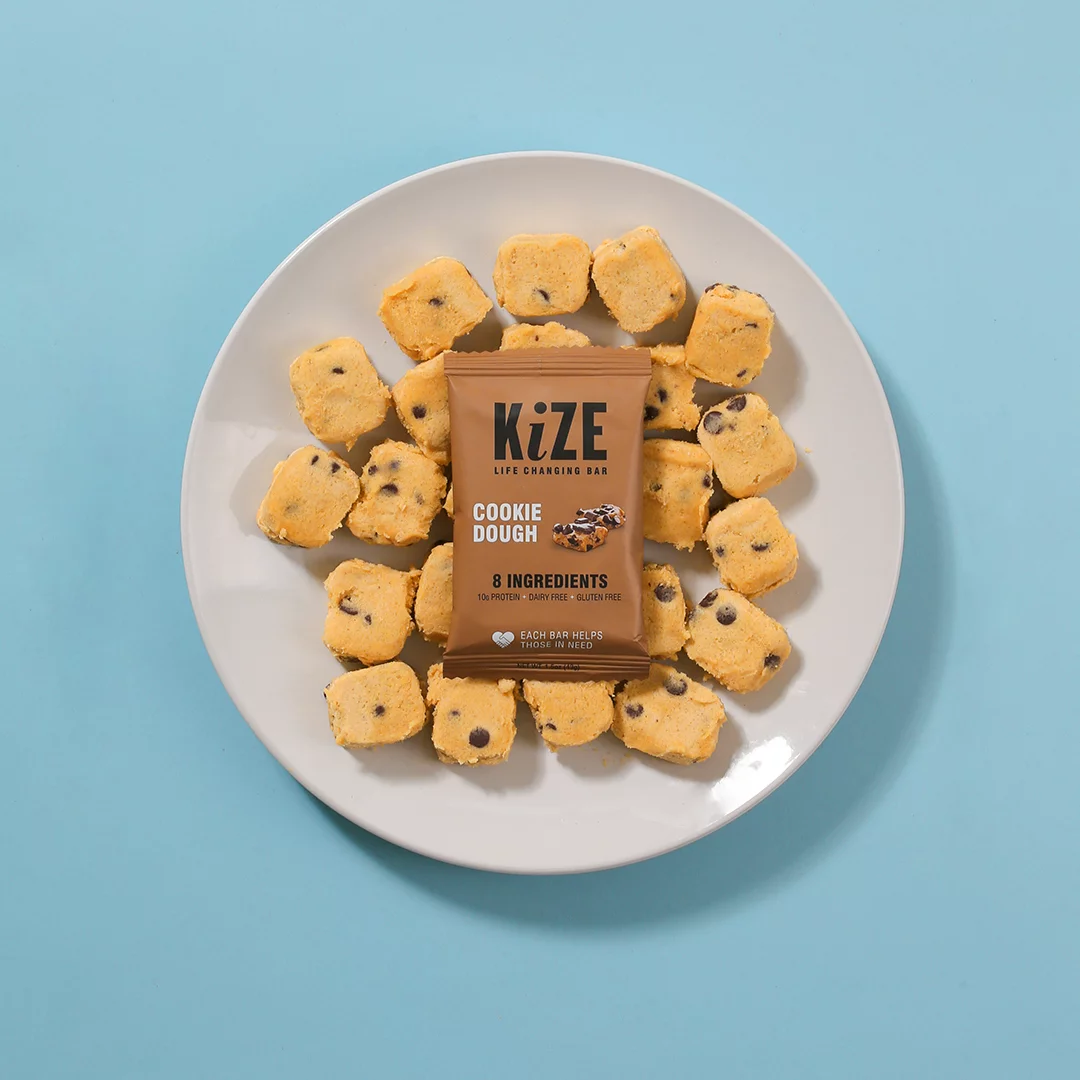 KiZE Life Changing Bar, Cookie Dough, Protein Bar, 8 ingredients, Dairy Free, 1.5oz Bar (10pk)