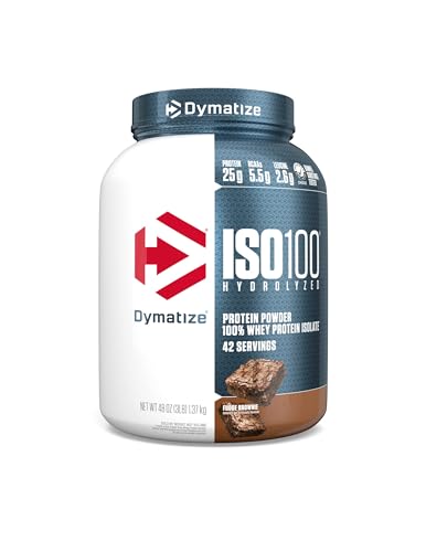 Dymatize ISO100 Whey Protein Powder Isolate, Cookies & Cream, 25g of Protein, 20 Servings, 5.5g BCAAs, Less Than 120 Cal., Gluten Free, 1g Fat, 1g Sugar, 2g Carb