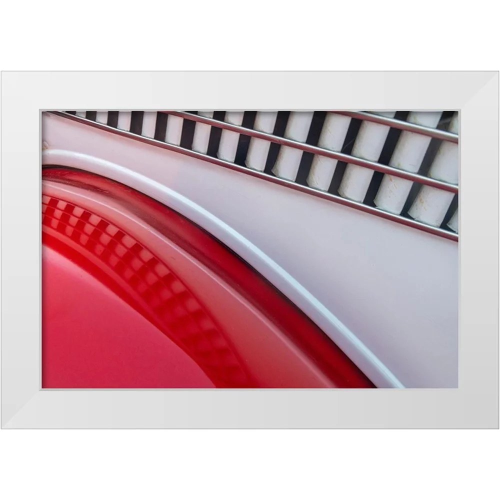 Miglavs, Janis 18x13 White Modern Wood Framed Museum Art Print Titled - Detail of red classic American Ford in Habana-Havana-Cuba