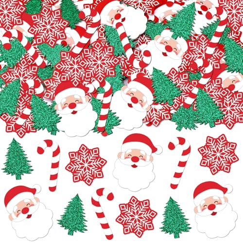 MARFOREVER Christmas Confetti, Glitter Christmas Tree Confetti Table Decorations Santa Claus Snowflakes Candy Canes Baby Shower Birthday Scatter Sprinkles for Xmas Party Supplies