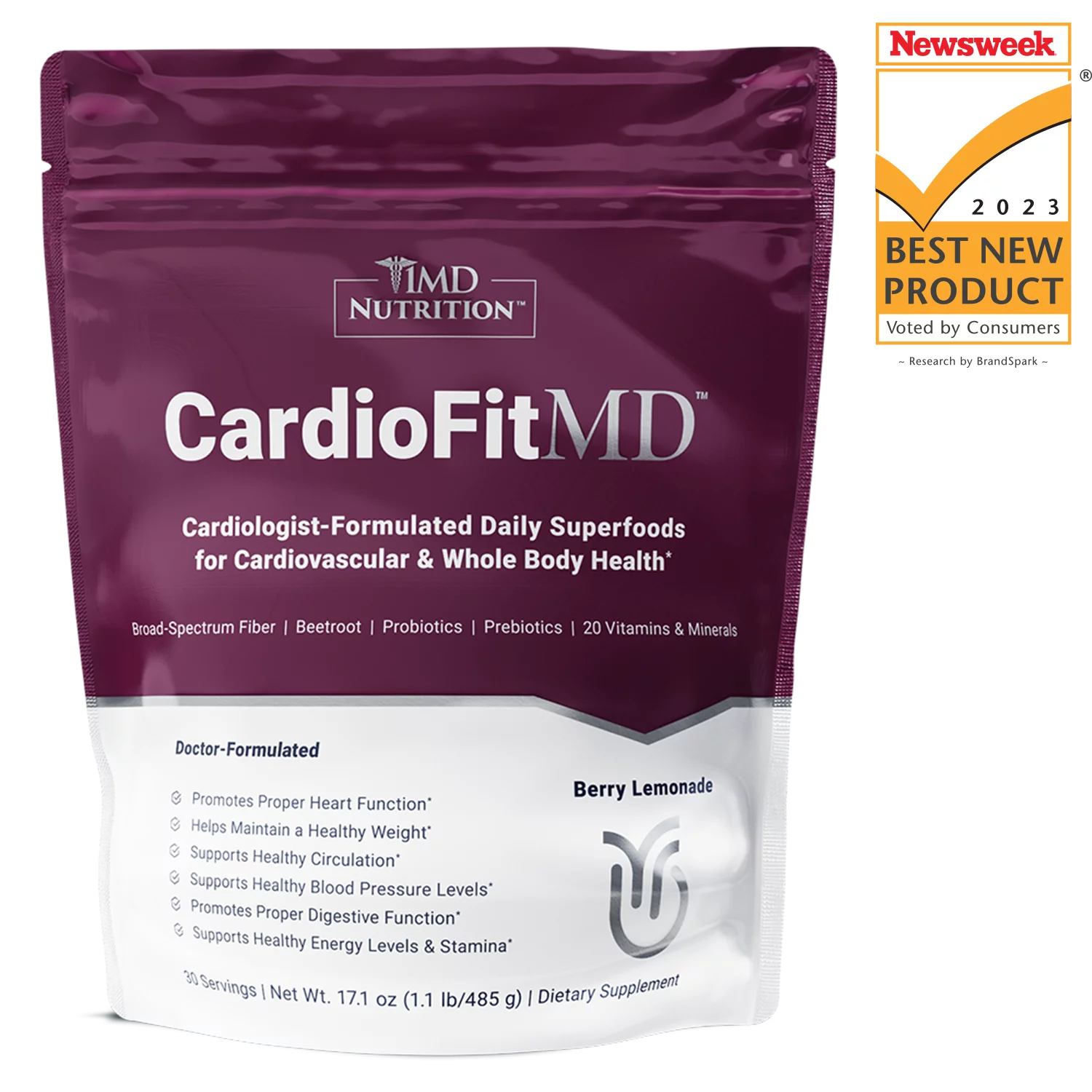 1MD Nutrition CardioFitMD for Cardiovascular & Whole-Body Health | with Beetroot Powder & Fiber | 30 Servings