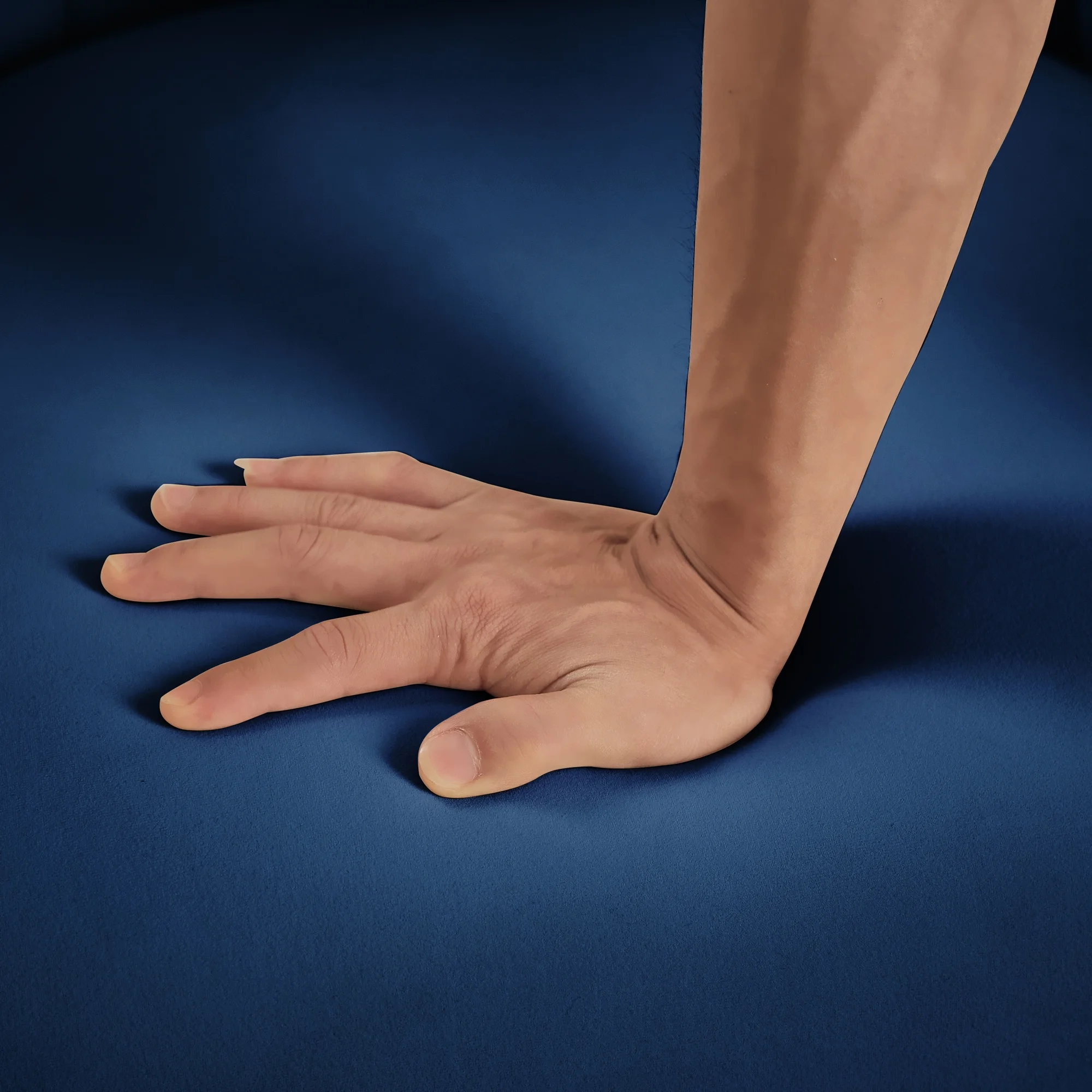 Navy Blue medieval soft cushioned velvet living room armchair with gold metal base