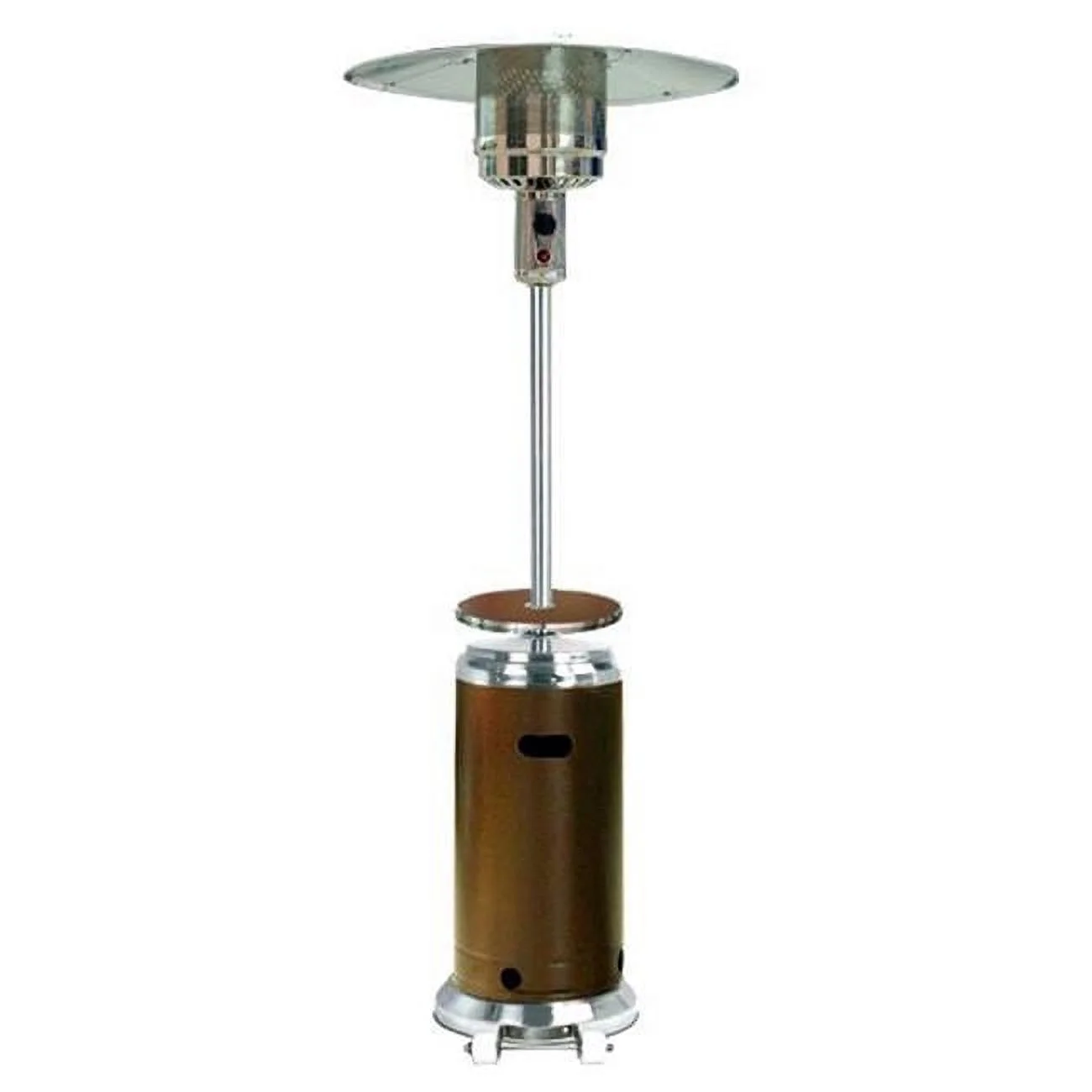87 in. Tall Stainless Steel- Hammered Bronze Patio Heater W Table