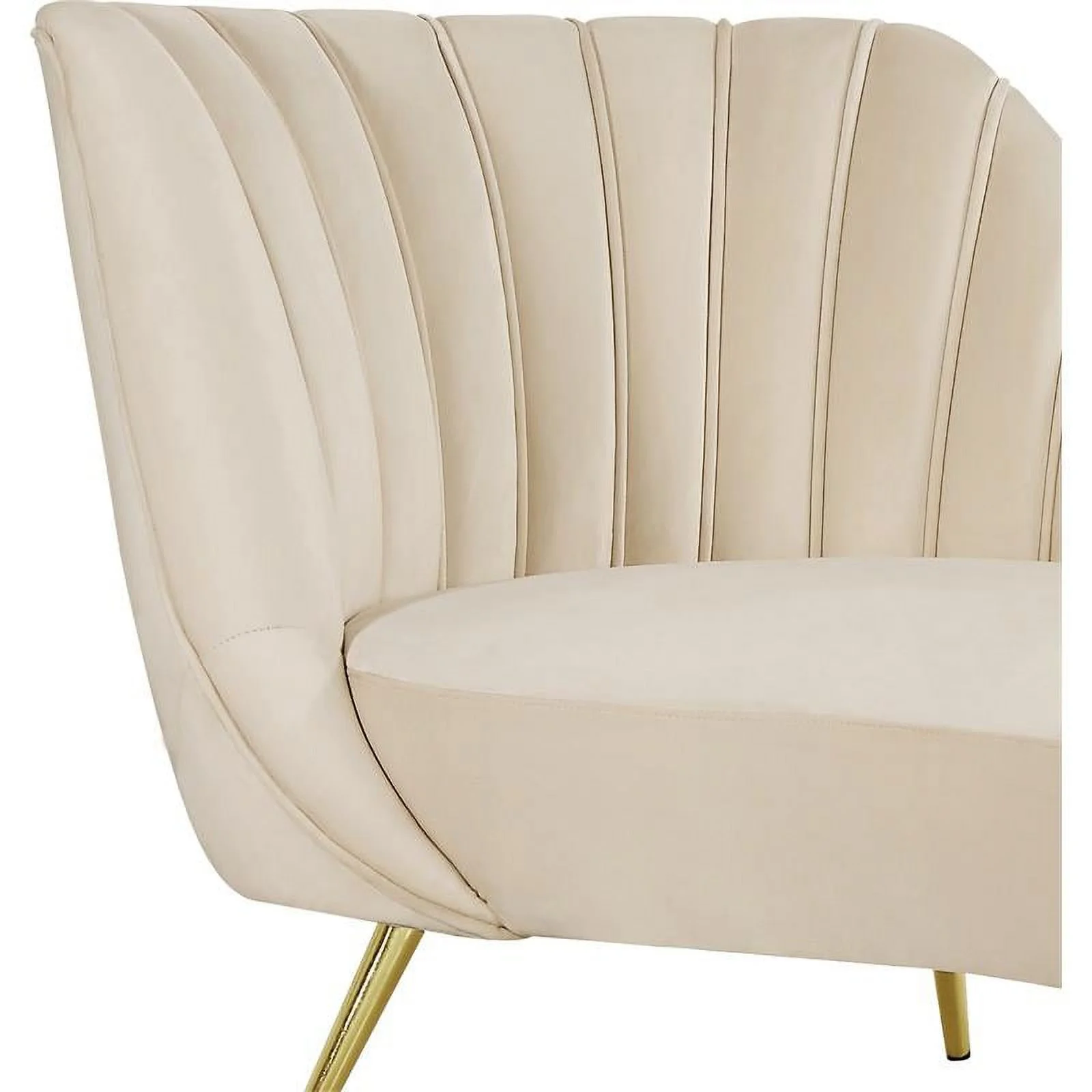 Home Square 2-Piece Set with Accent Chair and Chaise in Cream and Gold