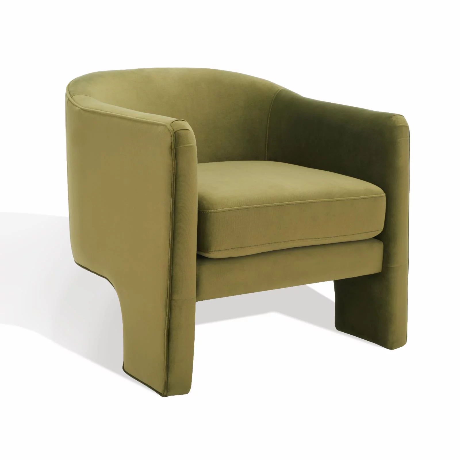 SAFAVIEH Couture Londyn Modern Velvet Solid Accent Chair, Olive Green