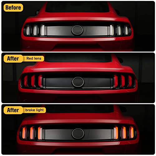 LED Tail Light Assembly for Ford Mustang & Shelby GT 350 2015-2022 (US Version) with Sequential Turn Signal Light, Rear Replacement Lamp Driver & Passenger Side（Red Lens）