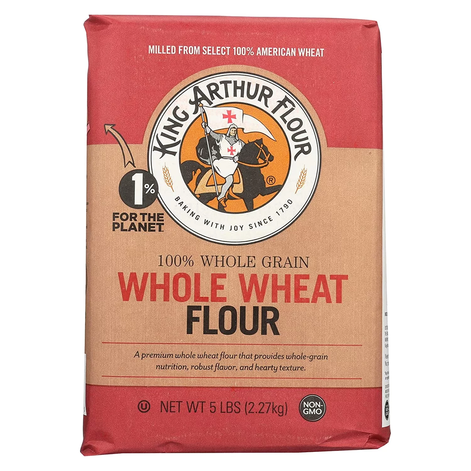 King Arthur Baking Company Traditional Whole Wheat Flour 5 lbs Pack of 2