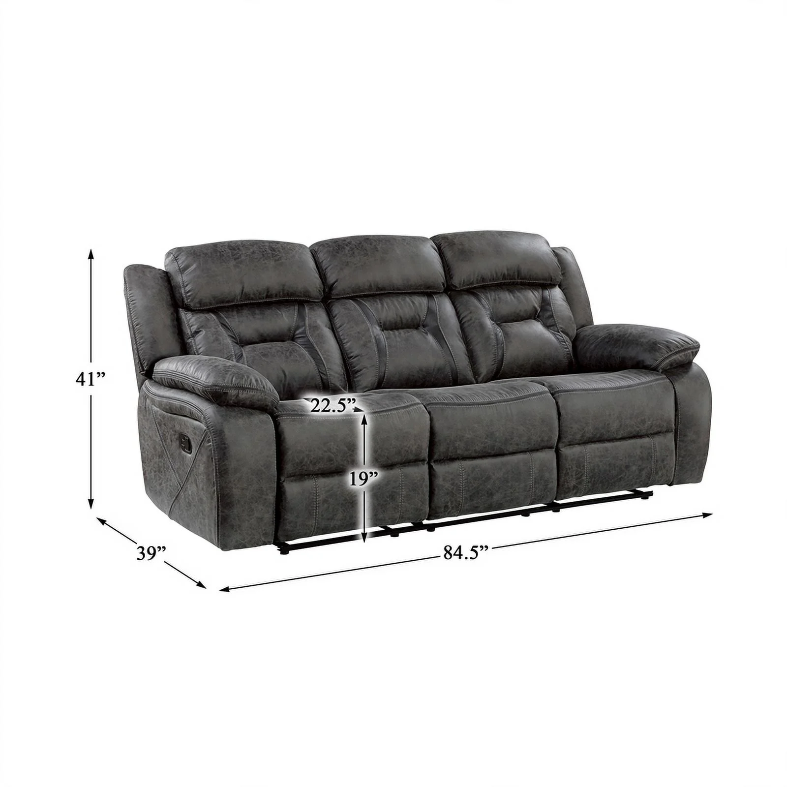 Lexicon Madrona Microfiber 2-Piece Upholstered Manual Reclining Sofa Set in Gray