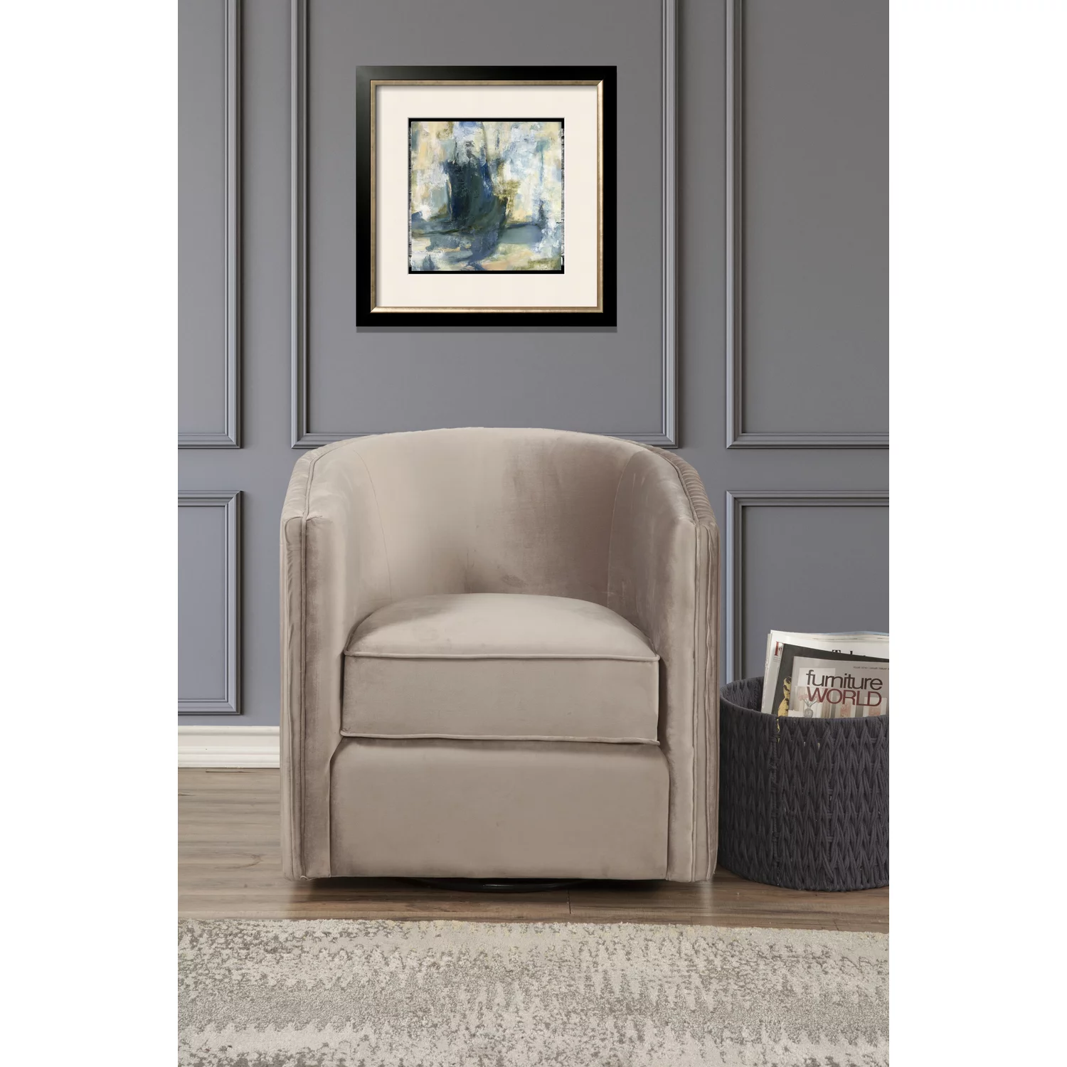 Alpine Furniture Home Furniture Maison Swivel Chair - Light Grey