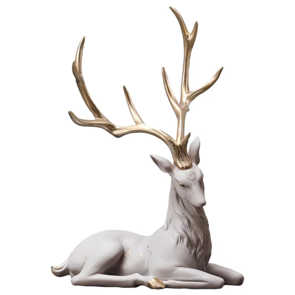 Creative Reindeer Ornaments Light Luxury Collectible Modern Deer Decoration for Living Room Window Xmas Gifts Furnishings Figurine Statue Sitting Coffee