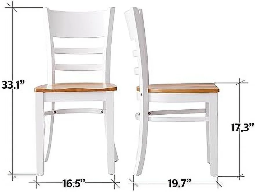 KHBIULIFE Cabin Wooden Dining Chairs Set of 2  Solid Malaysian Oak Wood Seat Ladder Back Armless Side Chairs (Walnut)