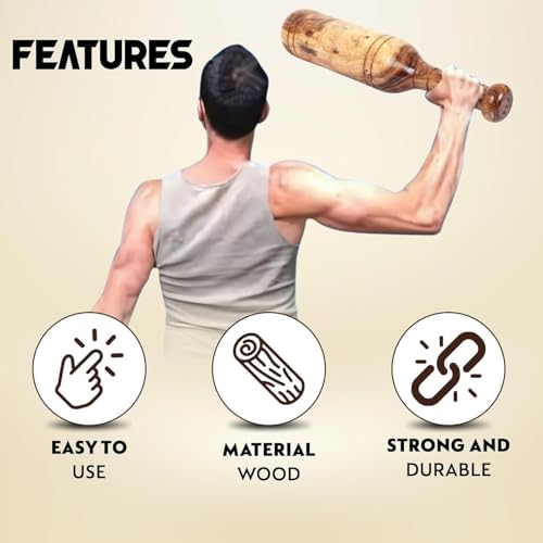 KNK MUGDAR FITNESS BAR INDIAN CLUB MUDGAR BHEEM MACE SHOULDER EQUIPMENT MEEL KARLA KATAI MUGDAL FITNESS DURABLE WOODEN EQUIPMENT