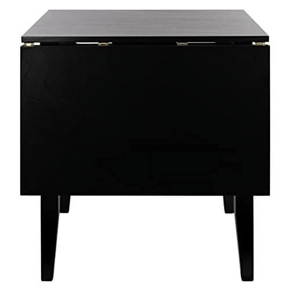 Home Collection Miliano Matte Black Drop End Leaf Dining Room Table DTB1404A, 0