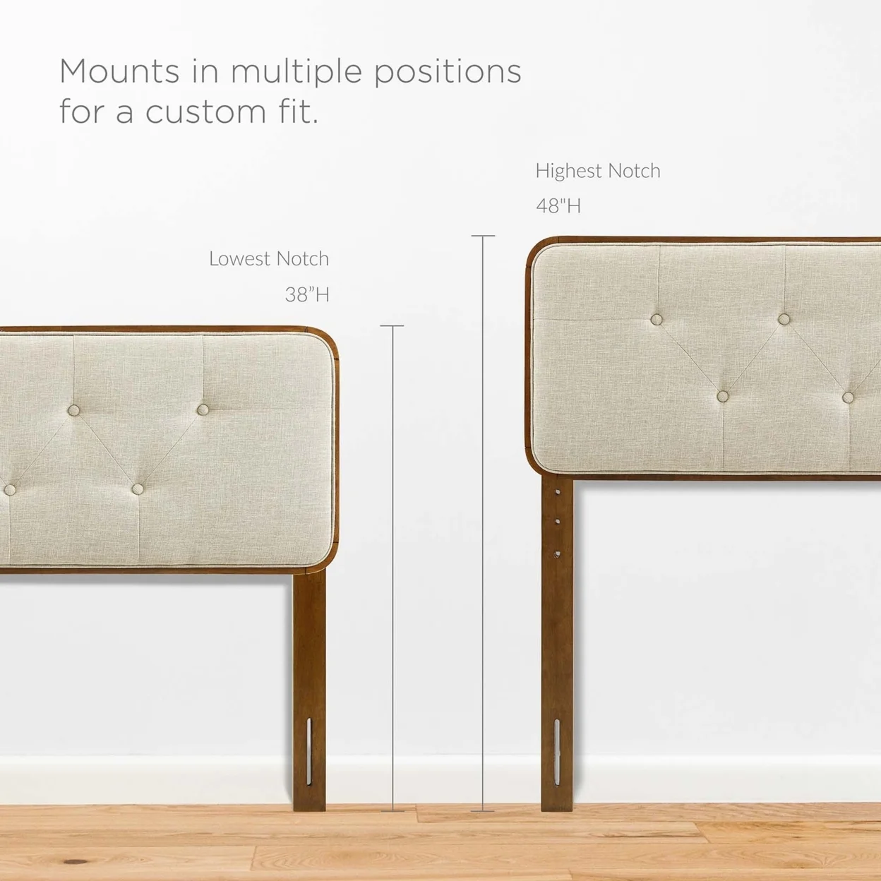 Modway Collins Tufted King Fabric and Wood Headboard in Walnut Beige