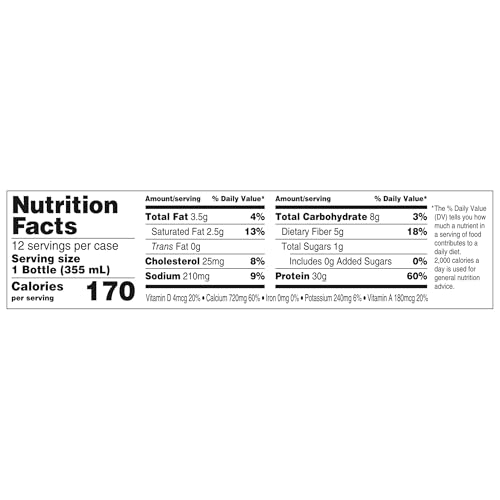 Oikos Protein Shake, Salted Caramel, 30g High Protein Drinks, Shelf Stable, Ready to Drink, 5g Prebiotic Fiber, 12 fl oz Bottle, 12 Count