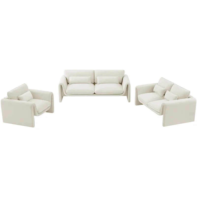 Meridian Furniture Sloan Cream Velvet Fabric Loveseat