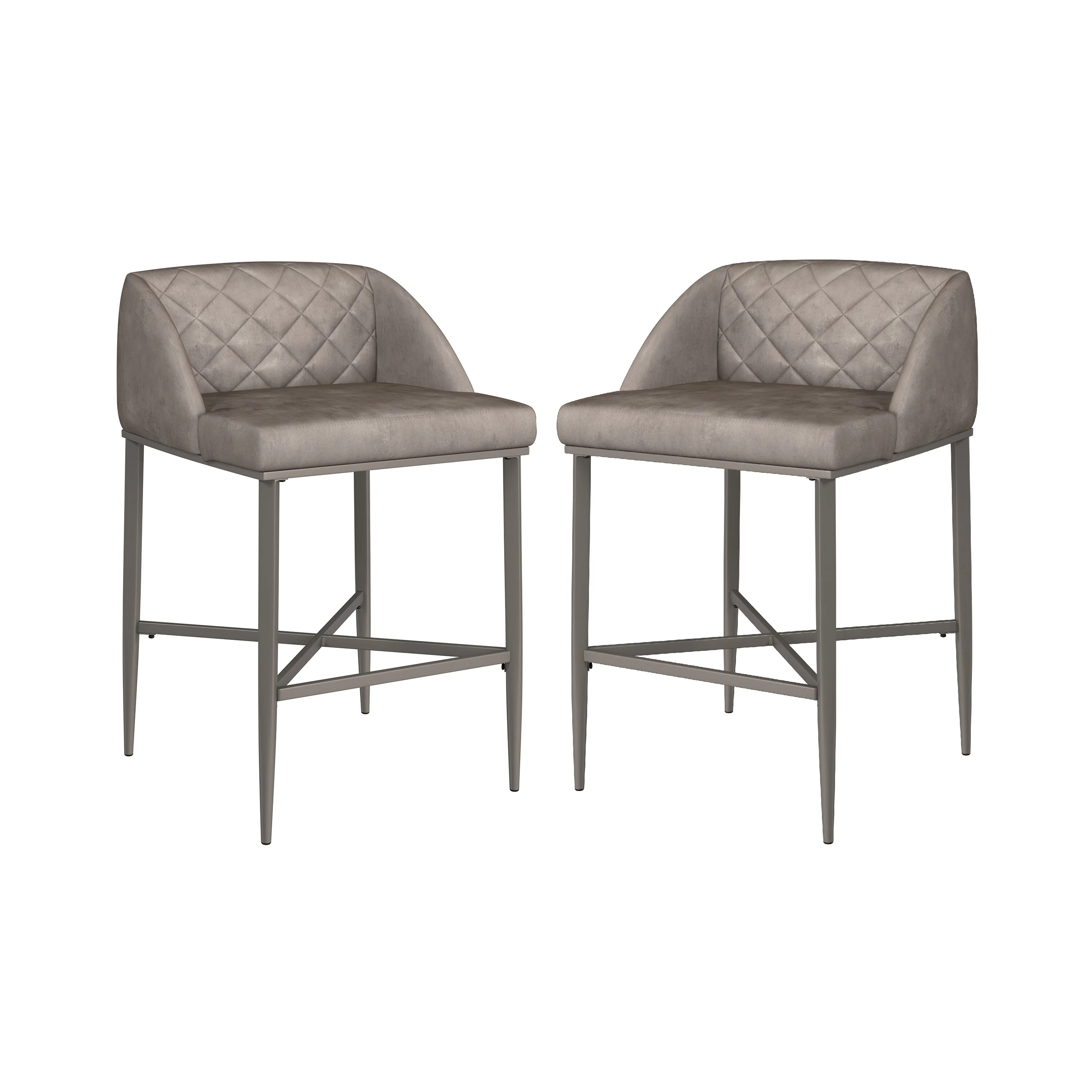 Hillsdale Carson Carrington Jugennes Metal Counter Height Stool, Set of 2, Pewter - 33.25H x 21W x 21D; Seat Height: 26H