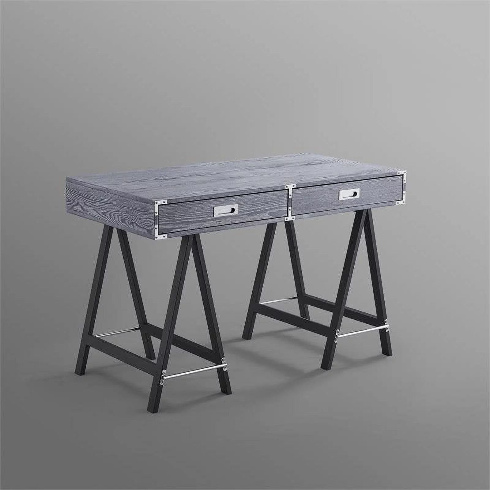 Posh Living Alleyne 2-Drawers Rectangle Wood Writing Desk in Gray