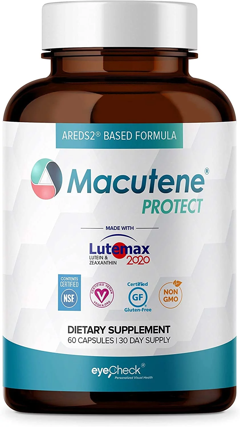 Eyecheck Macutene Protect Macular Support Supplement - Natural Eye Health Vitamins with Bilberry Zeaxanthin Lutein (60 Capsules)
