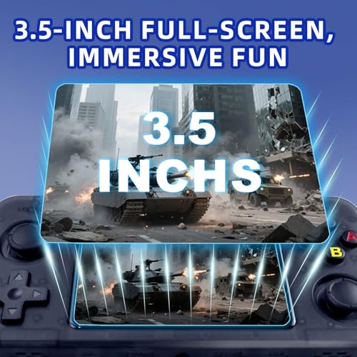 R36H Retro Handheld Game Console with Open Source Linux System,Cortex-A35 CPU, 64GB TF card comes with over 10,000 classic games,3.5-inch IPS Screen Portable Classic Handheld Game Console-Black