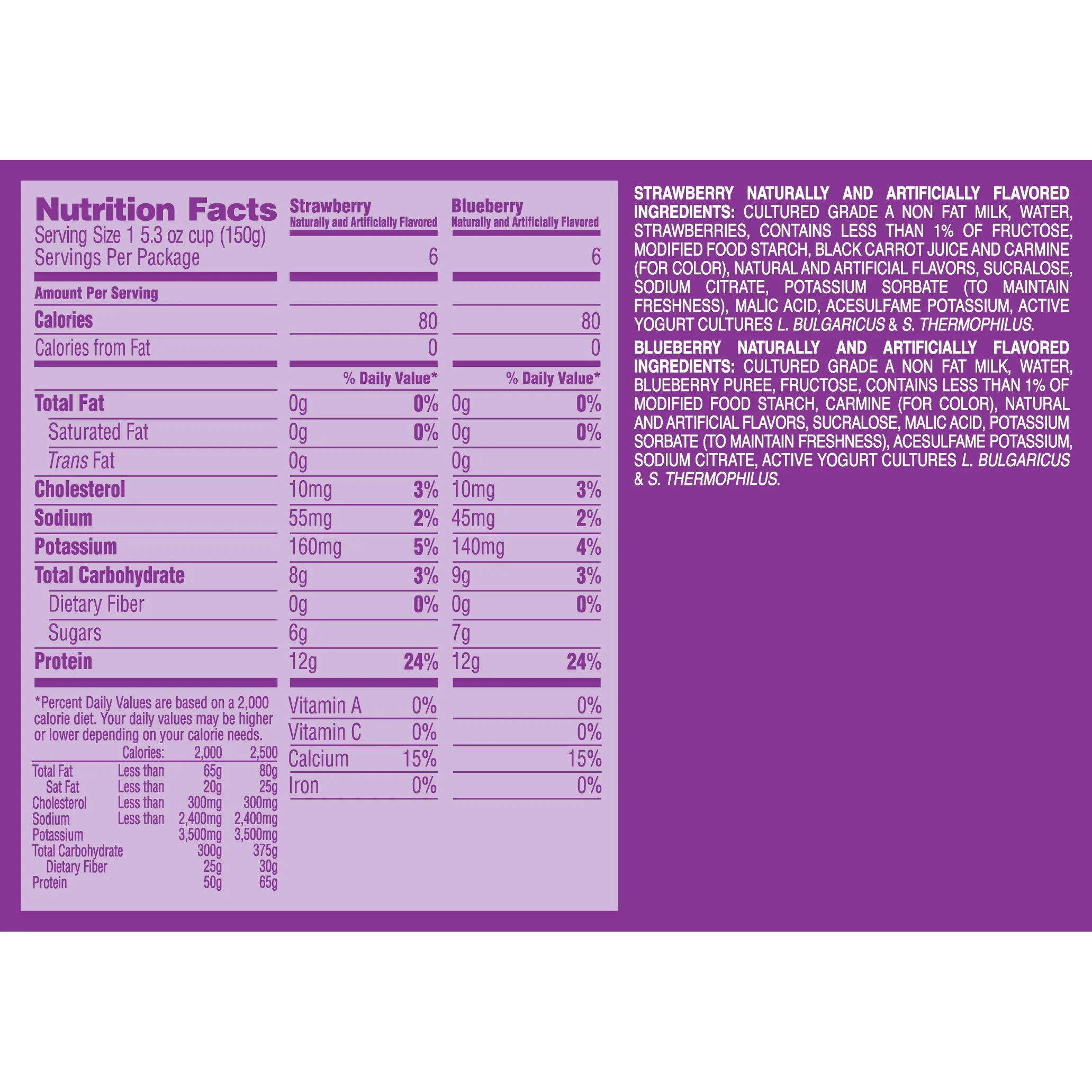 Dannon® Light & Fit® Greek Blended Nonfat Yogurt Strawberry & Blueberry 5.3oz 12 pack