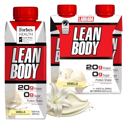 Labrada Lean Body Ready-to-Drink Strawberry Protein Shake, 40g Protein, Whey Blend, 0 Sugar, Gluten Free, 22 Vitamins & Minerals, 17 Ounce (Recyclable Carton & Lid - Pack of 12) LABRADA