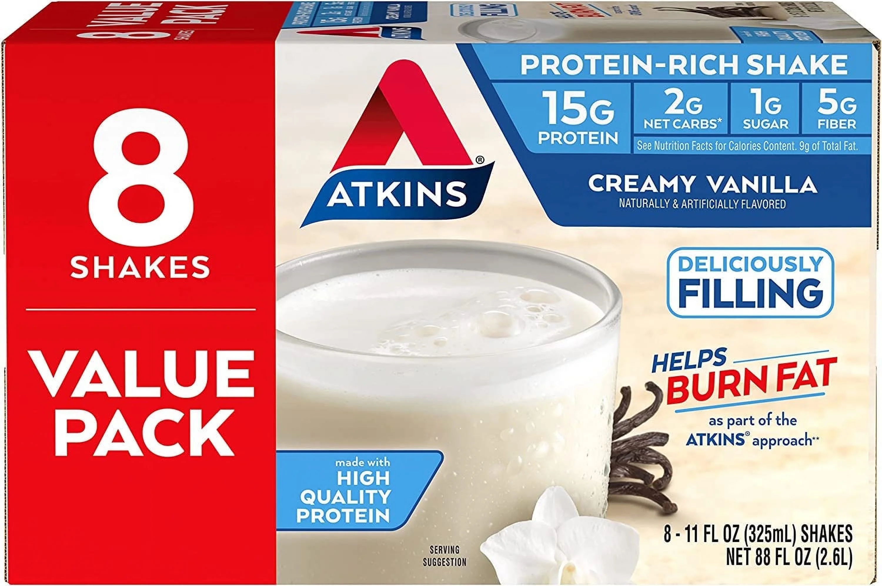 Atkins RTD Protein Shake Creamy Vanilla -- 8 Shakes
