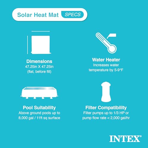 Intex 47 Inch x 47 Inch Solar Pool Heater Mat for 8,000 Gallon Above Ground Pool with Hose Attachment and Bypass Valve, Black (2 Pack)