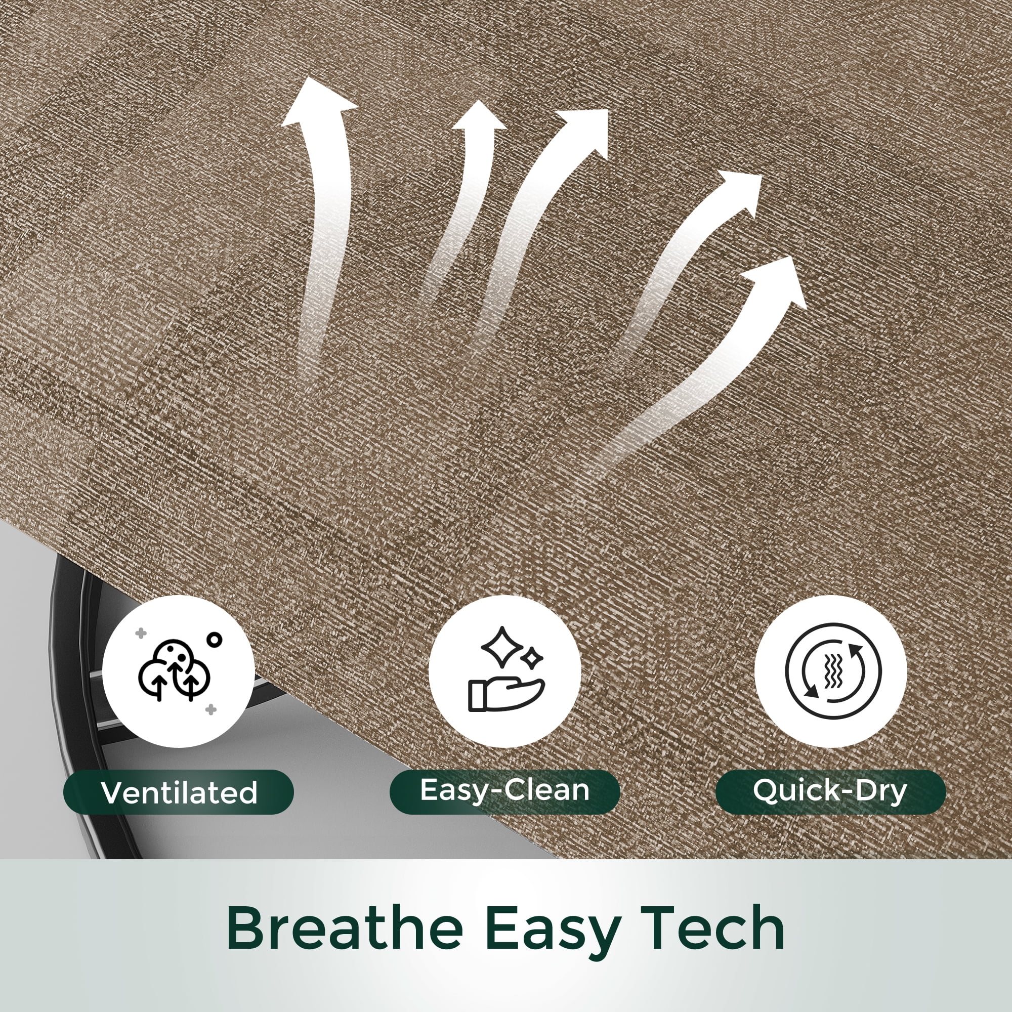 ECOPATIO Patio Swivel Chairs Set of 2, Outdoor Dining Chairs High Back All Weather Breathable Textilene Outdoor Swivel Chairs with Metal Rocking Frame for Lawn Garden Backyard Deck, Khaki